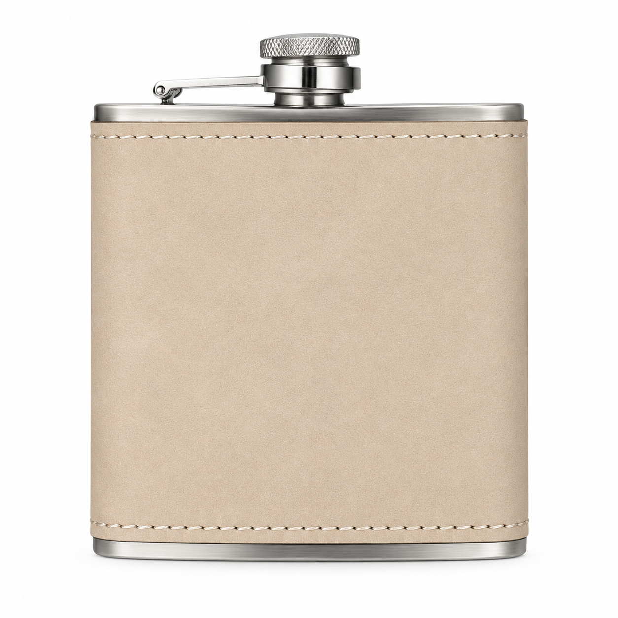 Leather-Wrapped Stainless Steel Flask