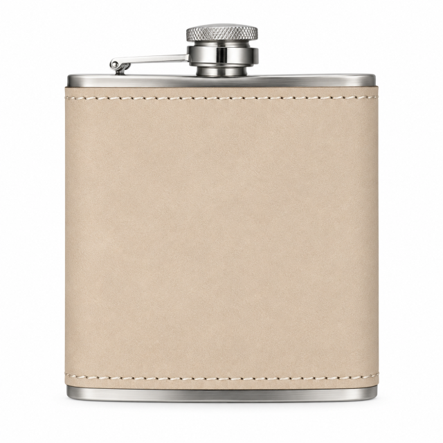 Leather-Wrapped Stainless Steel Flask