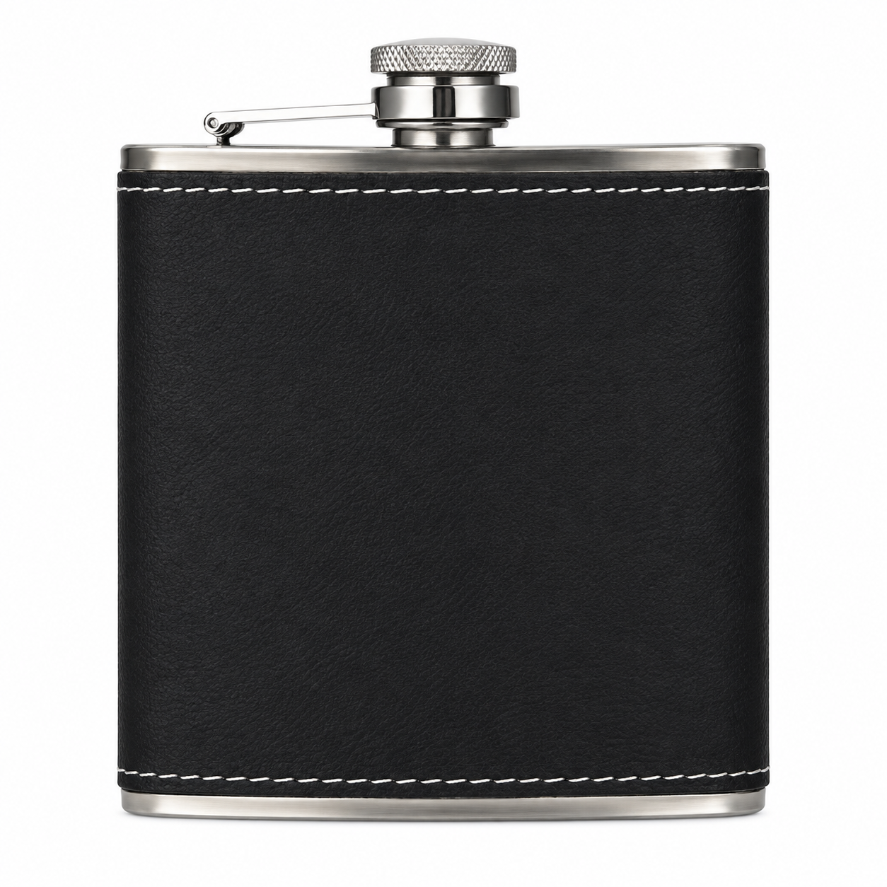 Leather-Wrapped Stainless Steel Flask