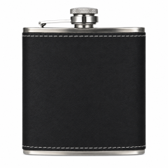 Leather-Wrapped Stainless Steel Flask