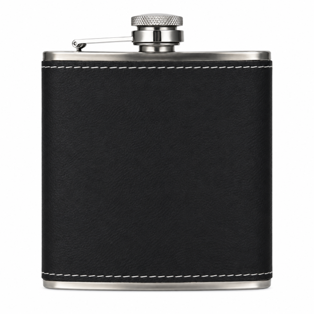 Leather-Wrapped Stainless Steel Flask