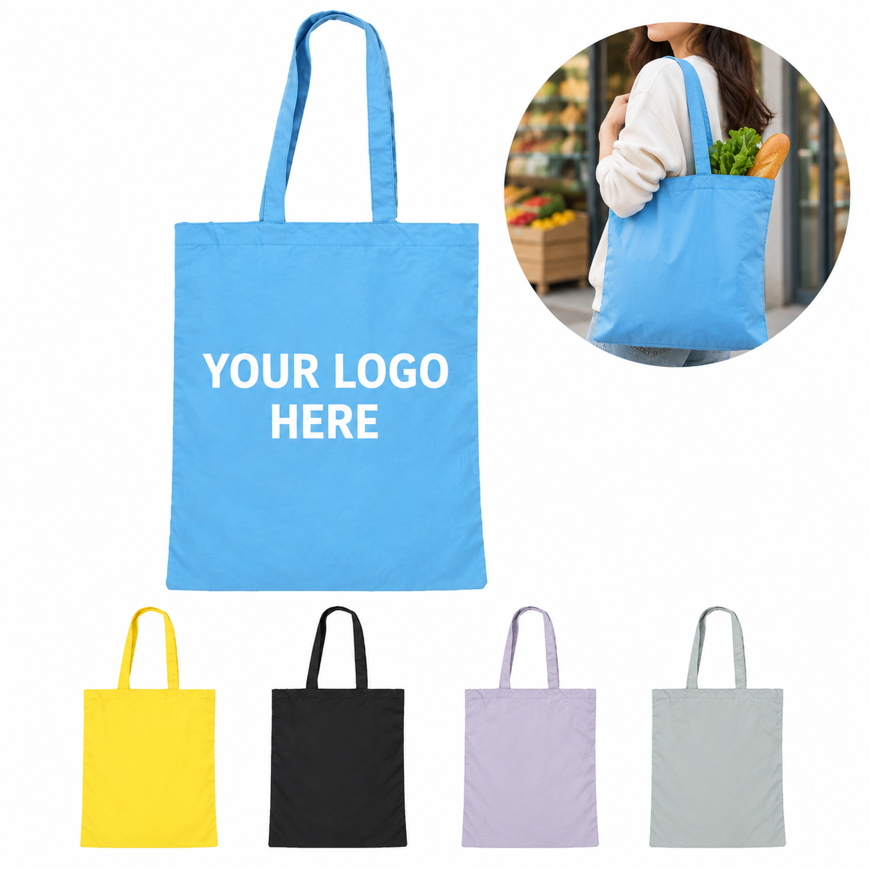 Lightweight Nylon Crinkle Grocery Tote Bag