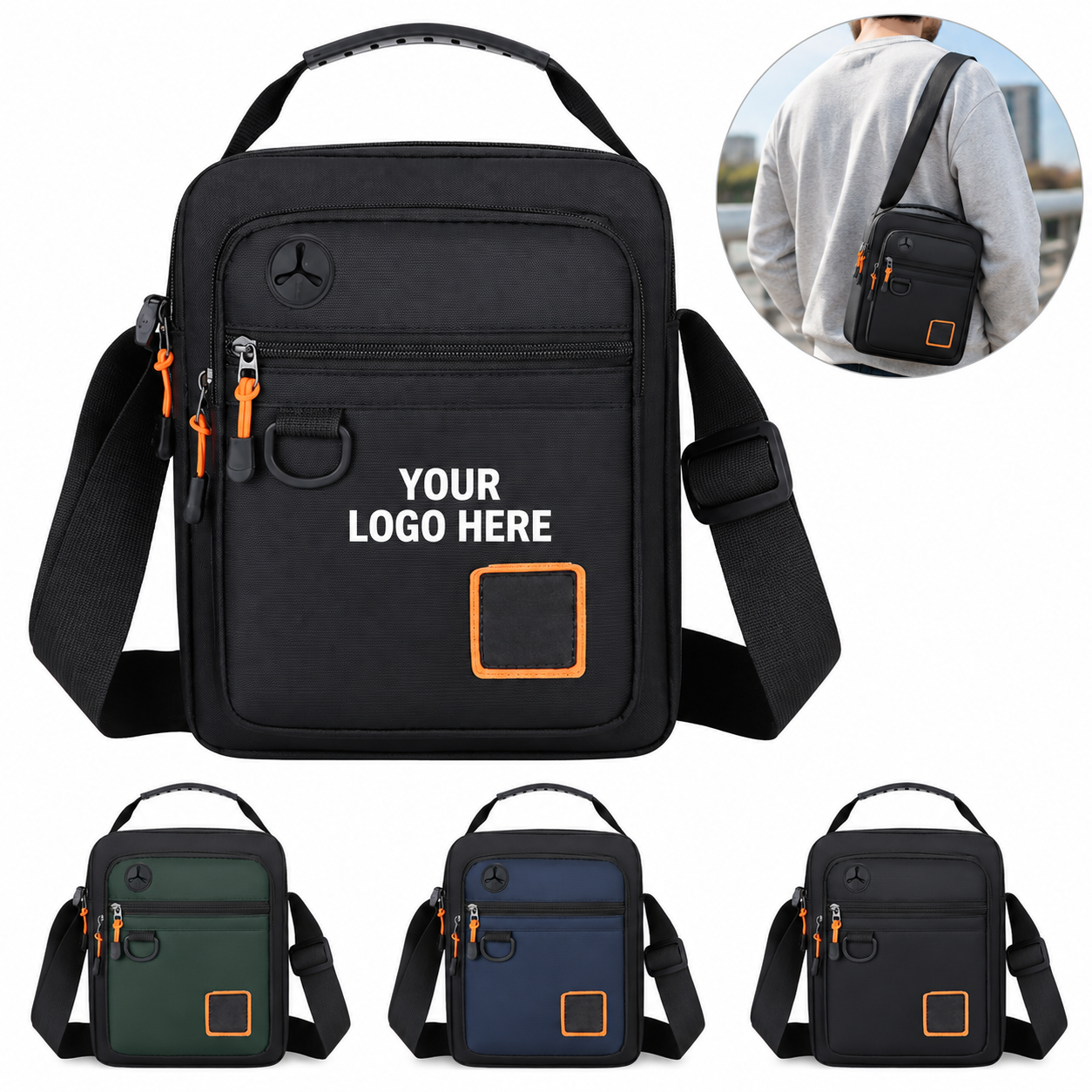 Men's Multi-Compartment Polyester Crossbody Bag