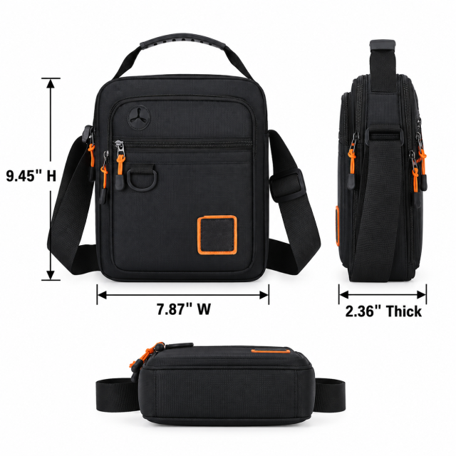 Men's Multi-Compartment Polyester Crossbody Bag