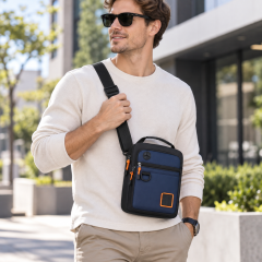 Men's Multi-Compartment Polyester Crossbody Bag