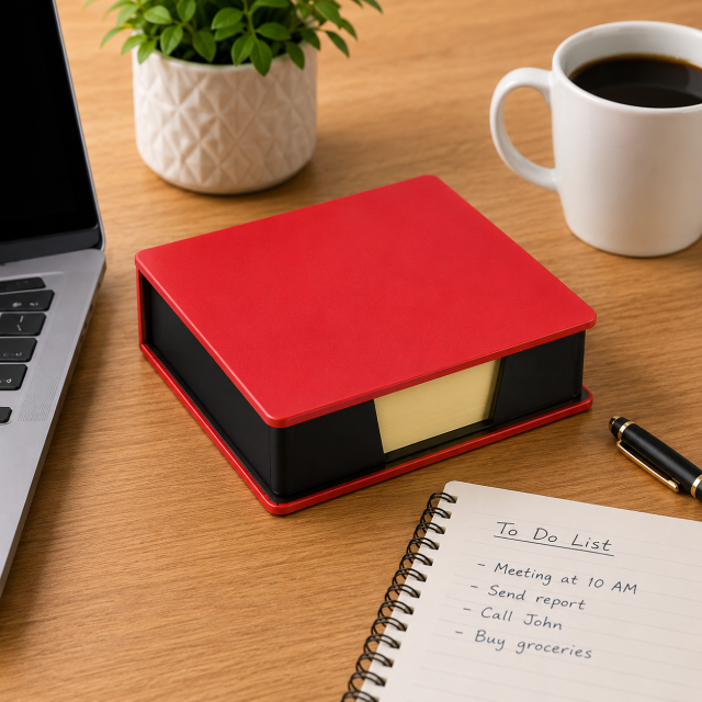 PU Leather Sticky Note Storage Box