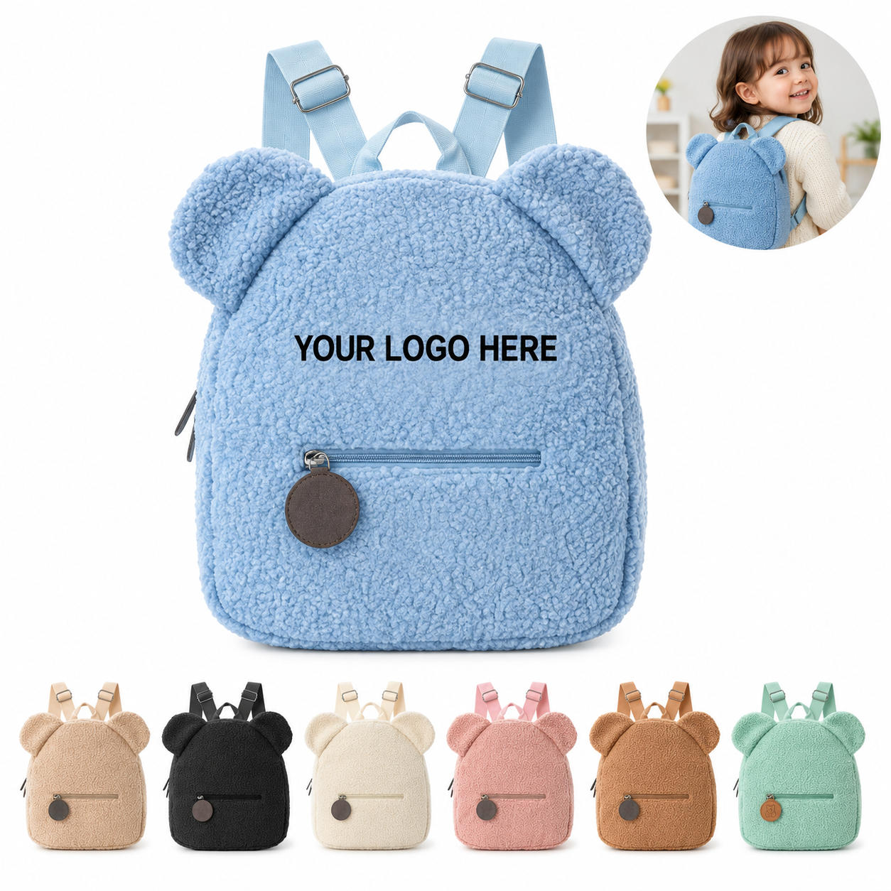 Plush Bear Ear Lamb Fleece Backpack