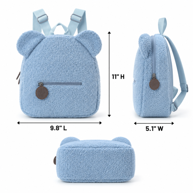 Plush Bear Ear Lamb Fleece Backpack