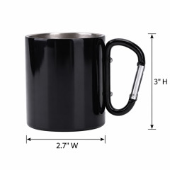 Portable Insulated Metal Mug With Carabiner Handle