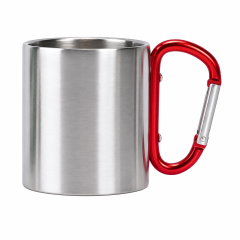 Portable Insulated Metal Mug With Carabiner Handle