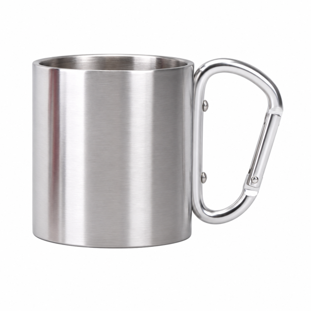 Portable Insulated Metal Mug With Carabiner Handle