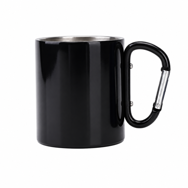 Portable Insulated Metal Mug With Carabiner Handle