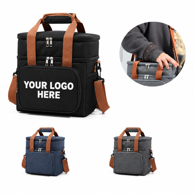 Portable Oxford Insulated Lunch Bag with Double Zipper