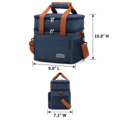 Portable Oxford Insulated Lunch Bag with Double Zipper