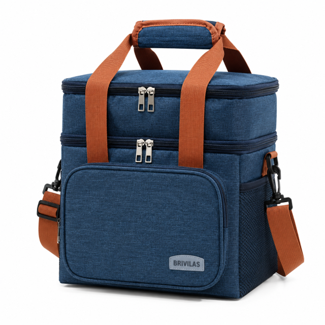Portable Oxford Insulated Lunch Bag with Double Zipper