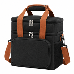 Portable Oxford Insulated Lunch Bag with Double Zipper