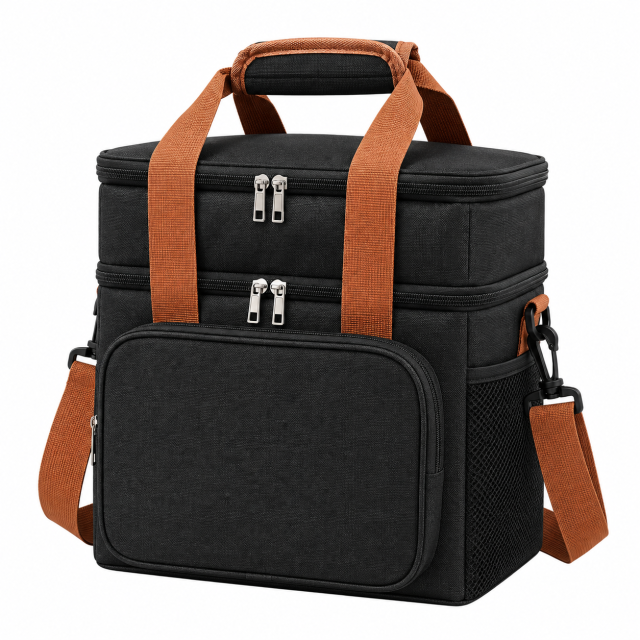 Portable Oxford Insulated Lunch Bag with Double Zipper