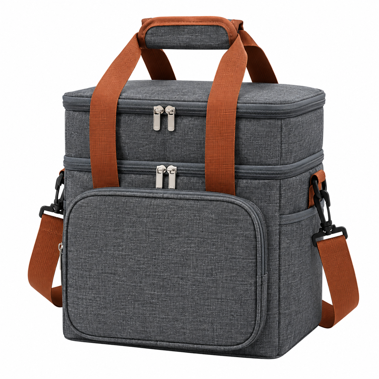 Portable Oxford Insulated Lunch Bag with Double Zipper