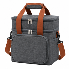 Portable Oxford Insulated Lunch Bag with Double Zipper