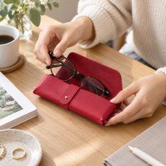 Soft Leather Eyeglass Case with Microfiber Lining