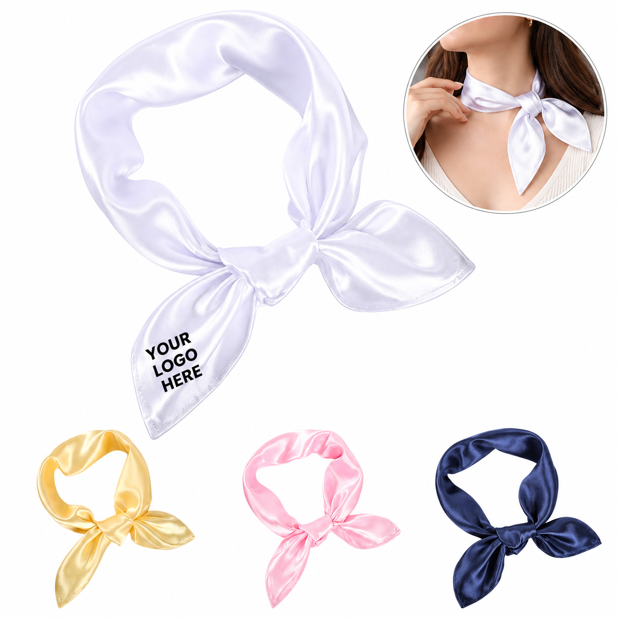 Solid Color Satin Square Scarf