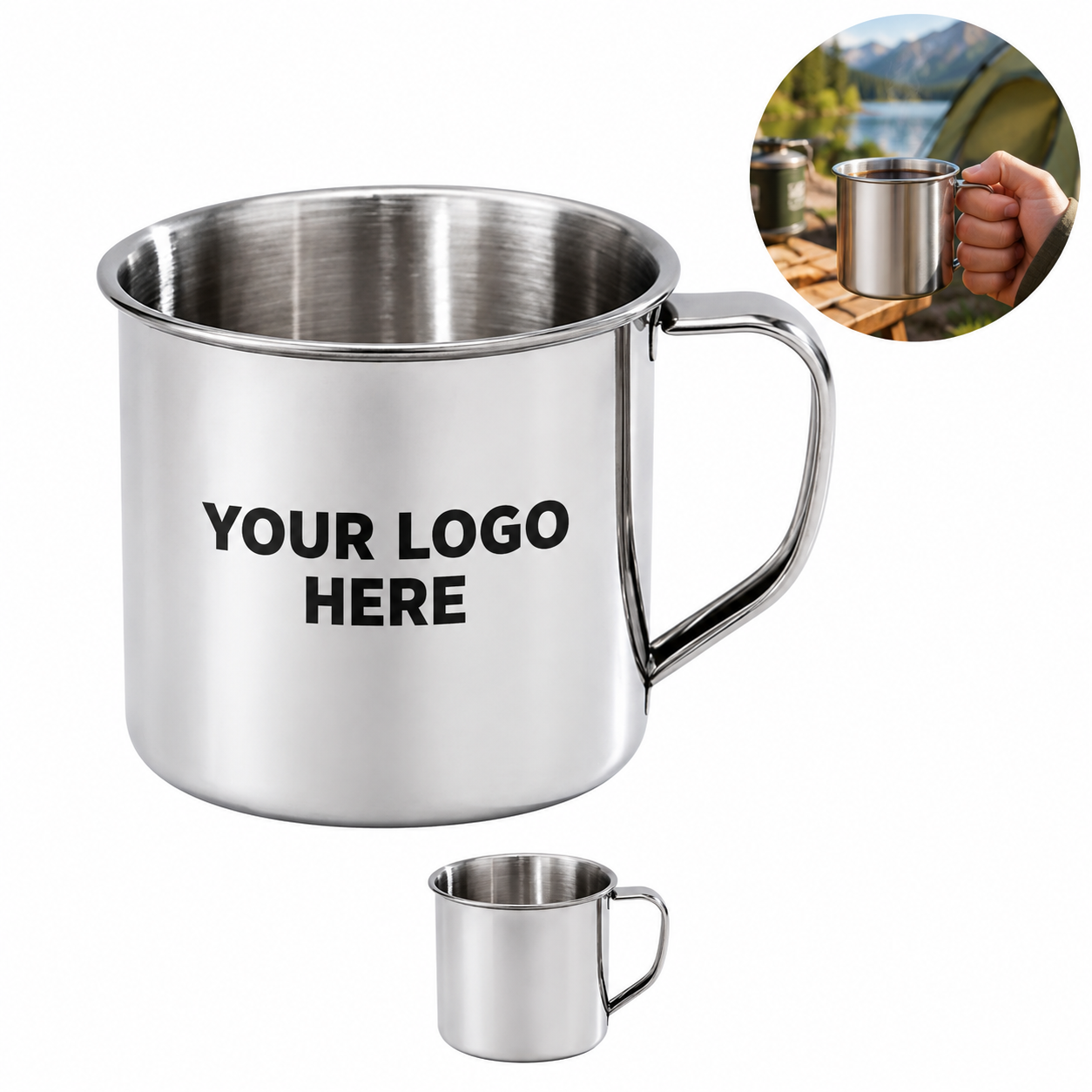 Stainless Steel Camping Mug with Sturdy Handle