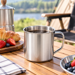 Stainless Steel Camping Mug with Sturdy Handle