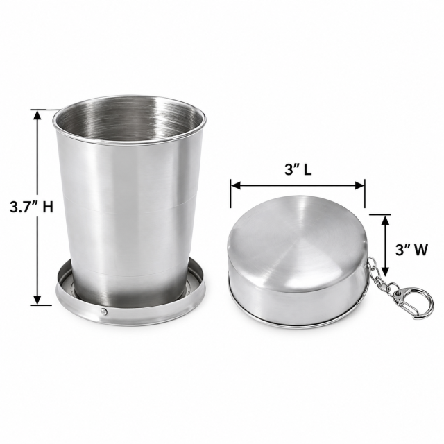 Stainless Steel Collapsible Travel Cup With Lid