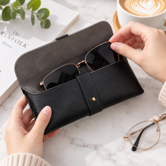 Studded Leather Eyeglass Case With Strap