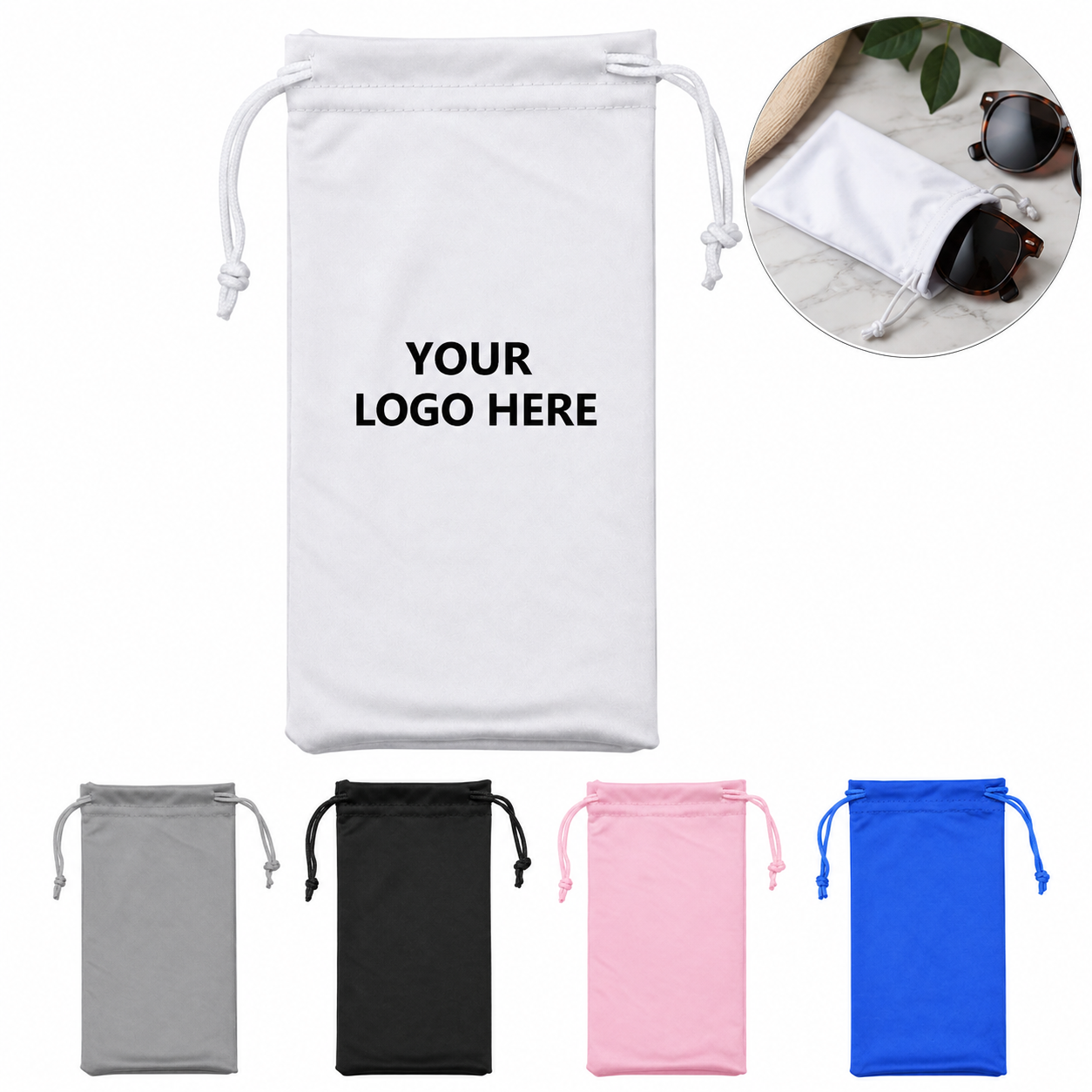 Ultra-Fine Fiber Drawstring Eyeglass Pouch