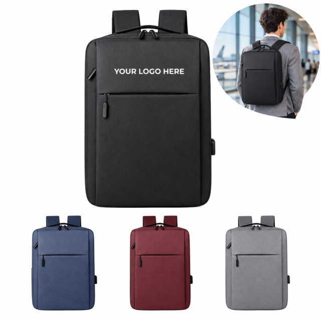 Water-Repellent Oxford Laptop Backpack with USB Charging Port