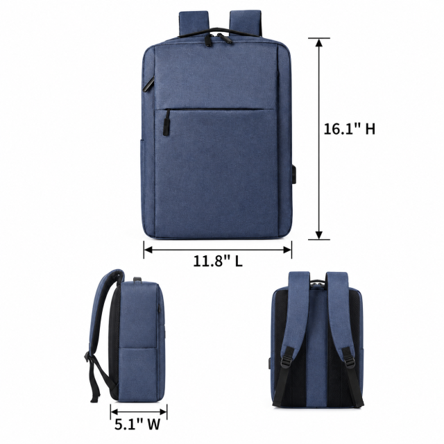 Water-Repellent Oxford Laptop Backpack with USB Charging Port