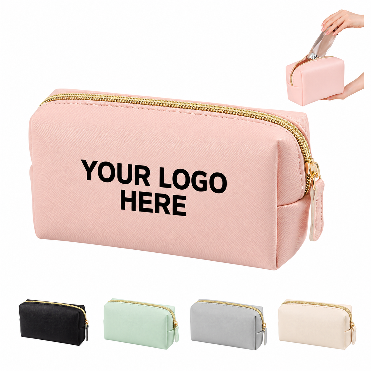 Water-Resistant Leather Cosmetic Travel Bag