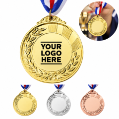 Zinc Alloy Competition Award Medal With Ribbon