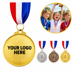 Zinc Alloy Sports Award Medal With Ribbon