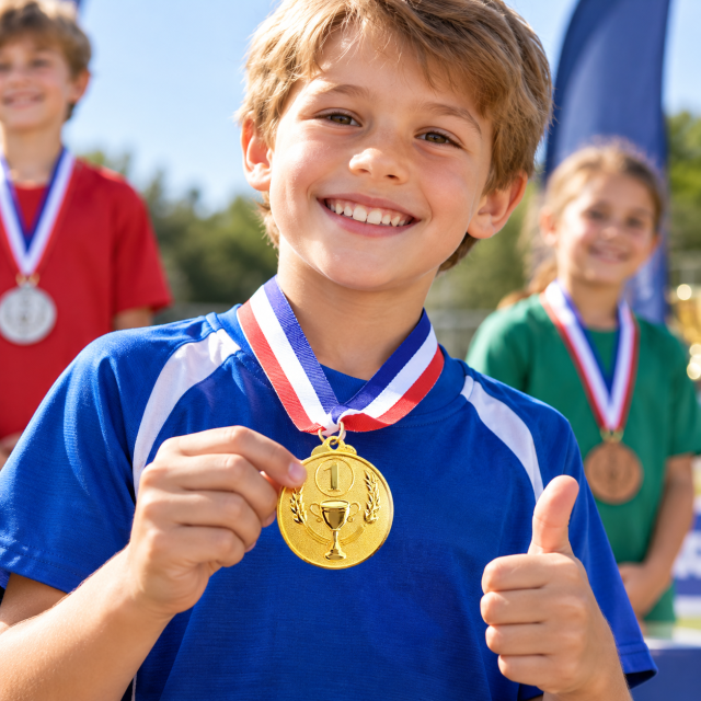 Zinc Alloy Sports Award Medal With Ribbon