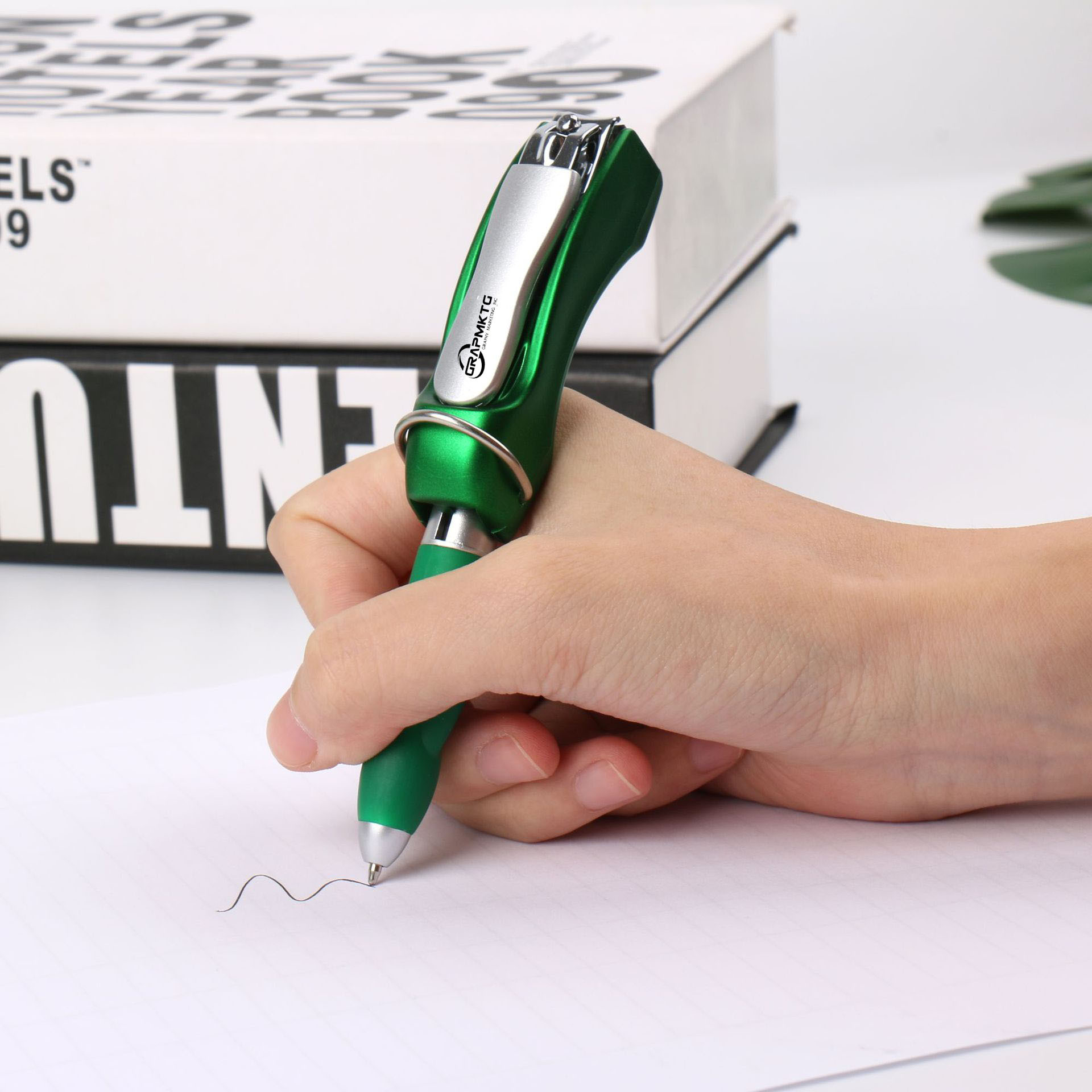 Folded Pen With Nail Clipper
