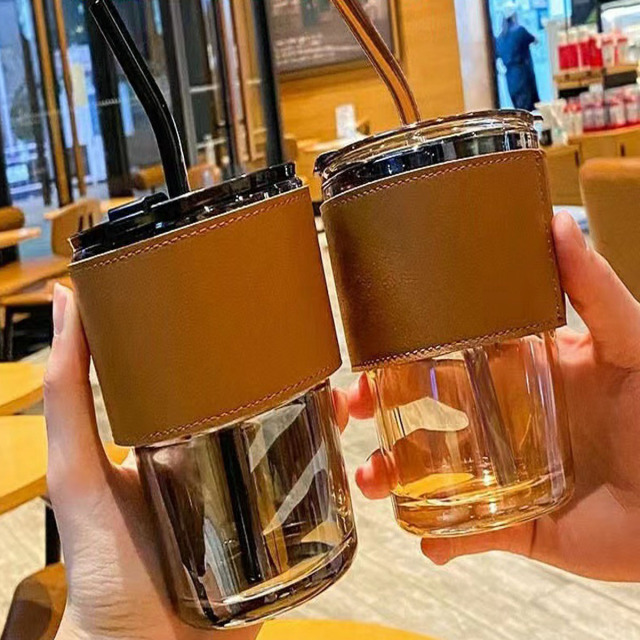 Glass straw cup