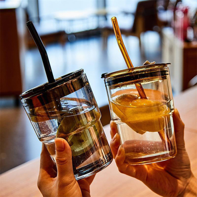 Glass straw cup