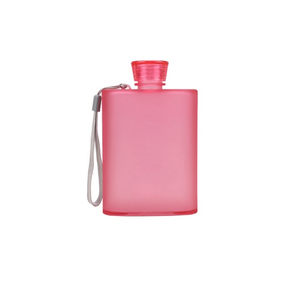 13.5 Oz Slim Flat Travel Water Bottle With Carry Strap