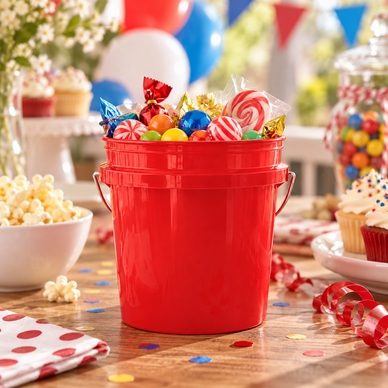15 Oz Mini Plastic Party Bucket with Metal Handle