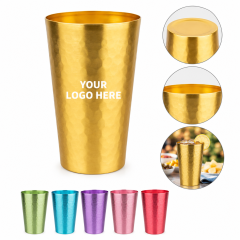 15 Oz Reusable Aluminum Hammered Cup