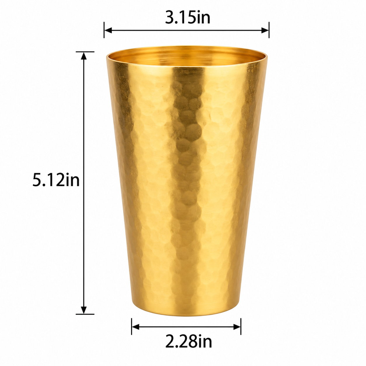 15 Oz Reusable Aluminum Hammered Cup