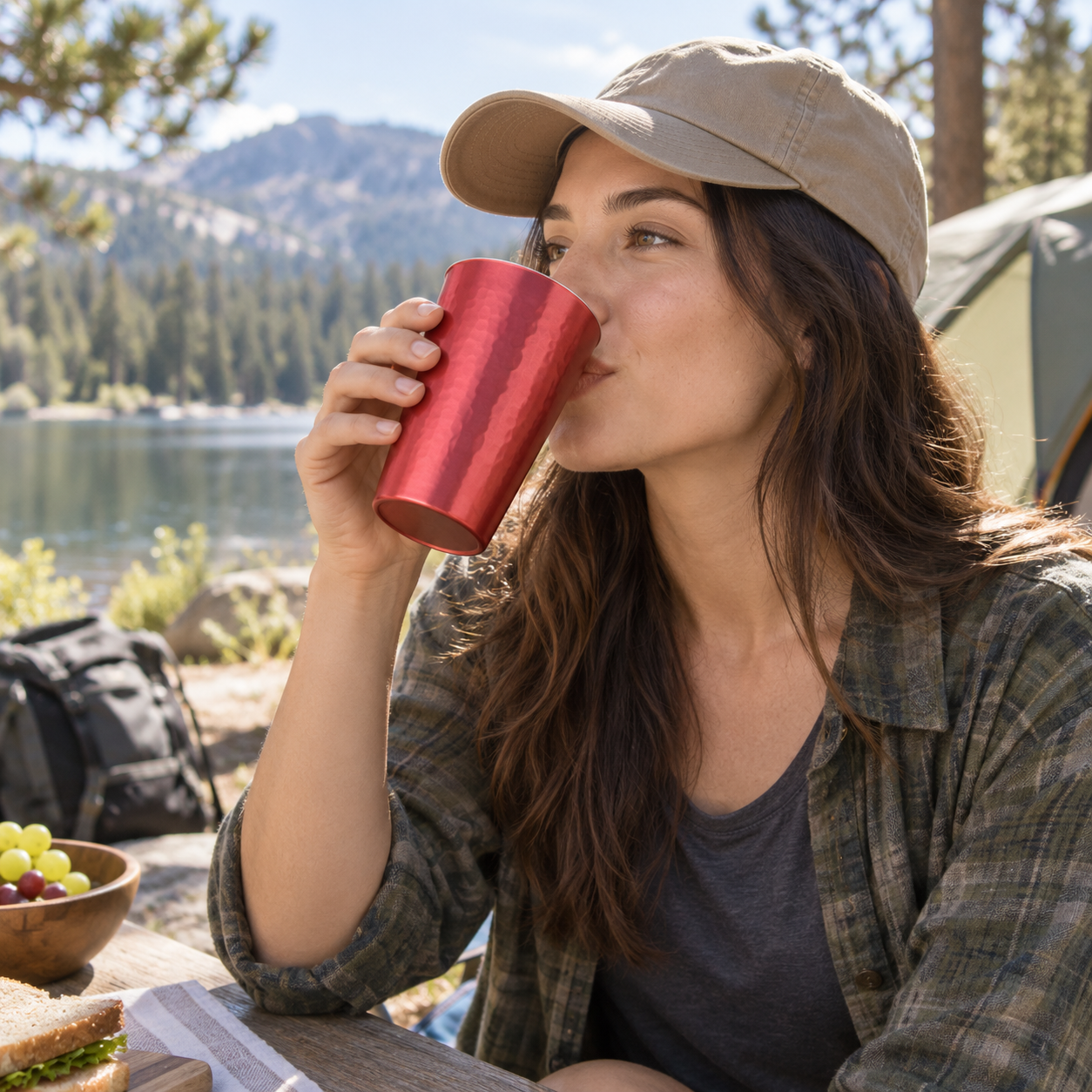 15 Oz Reusable Aluminum Hammered Cup