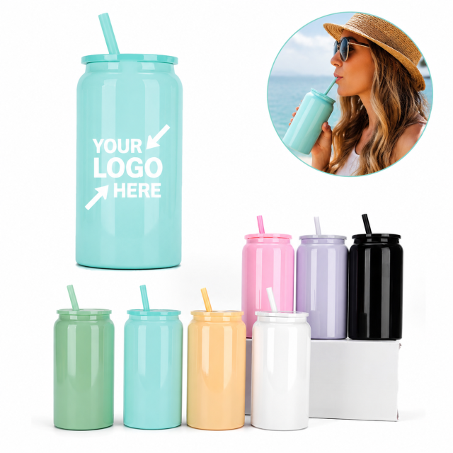 16 Oz Double-Wall Stainless Steel Straw Tumbler