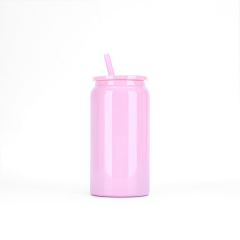 16 Oz Double-Wall Stainless Steel Straw Tumbler