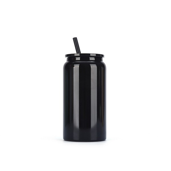 16 Oz Double-Wall Stainless Steel Straw Tumbler