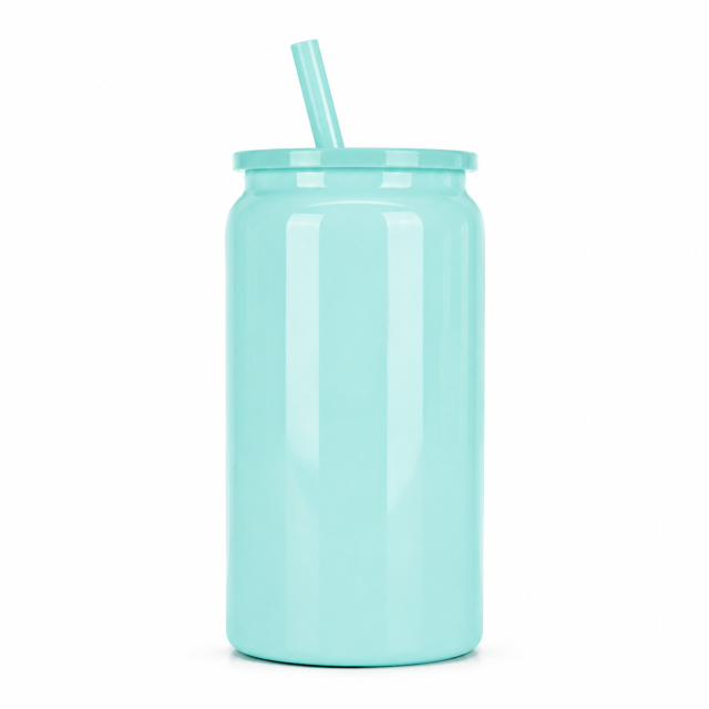 16 Oz Double-Wall Stainless Steel Straw Tumbler