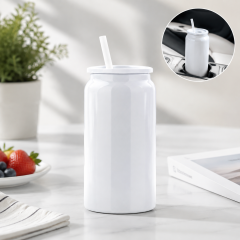 16 Oz Double-Wall Stainless Steel Straw Tumbler