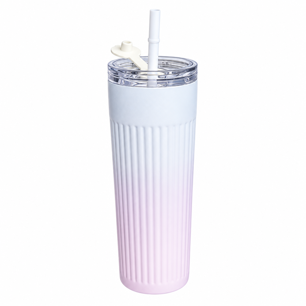 17 Oz Fluted Stainless Steel Straw Tumbler